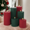 Ruby Red 7.5cm Corrugated Pillars - Image 2