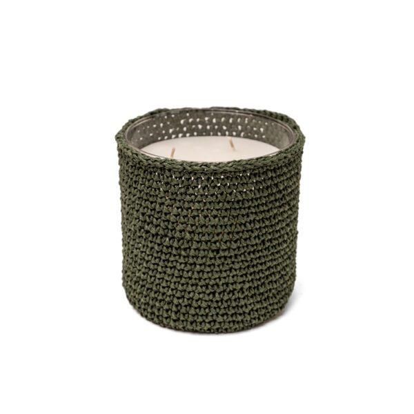 Winter Green Raffia Candle