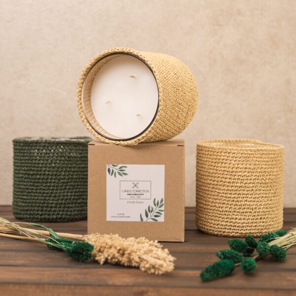 Natural Raffia Candle - Image 4