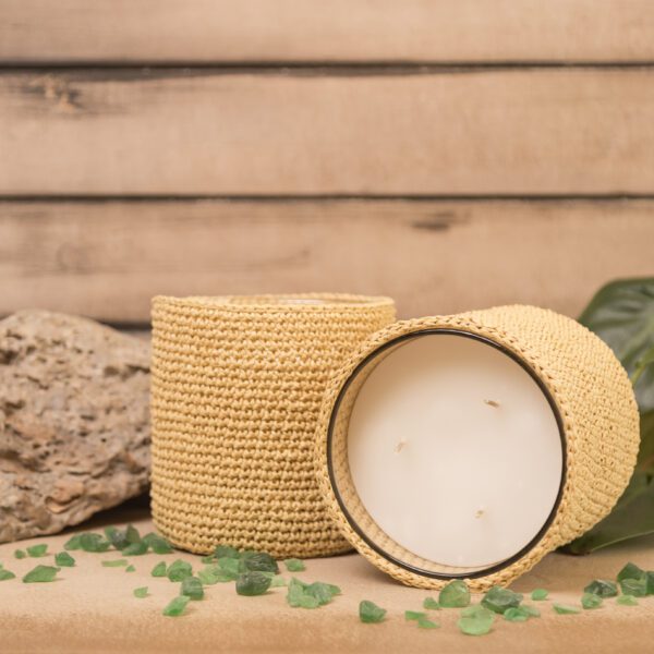 Natural Raffia Candle - Image 3