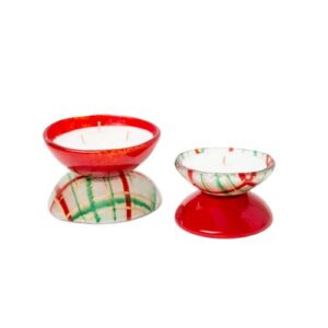 Christmas Plaid Candle Set