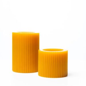 Mustard10cm Corrugated Block Candles